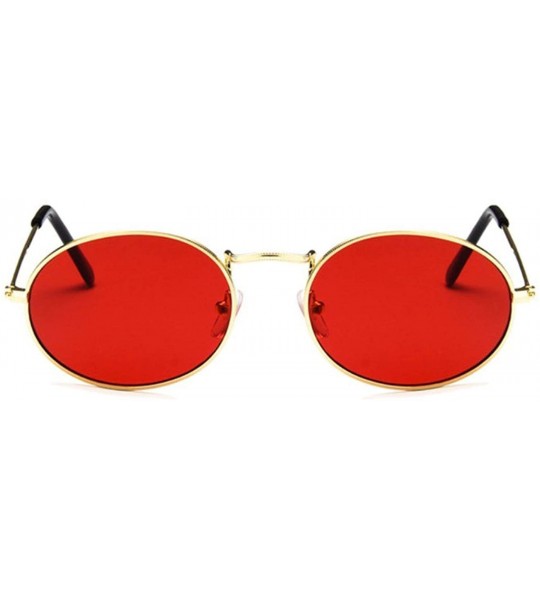 Goggle Retro Oval Sunglasses Women Luxury Vintage Small Black Red Yellow Shades Sun Glasses Oculos UV400 - Goldred - CN197A2Q...