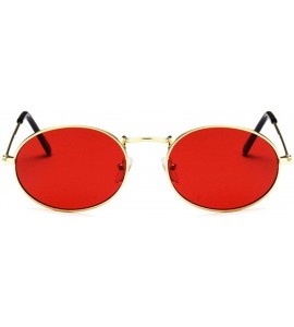 Goggle Retro Oval Sunglasses Women Luxury Vintage Small Black Red Yellow Shades Sun Glasses Oculos UV400 - Goldred - CN197A2Q...