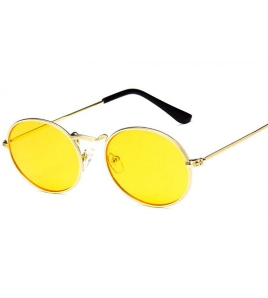 Goggle Retro Oval Sunglasses Women Luxury Vintage Small Black Red Yellow Shades Sun Glasses Oculos UV400 - Goldred - CN197A2Q...