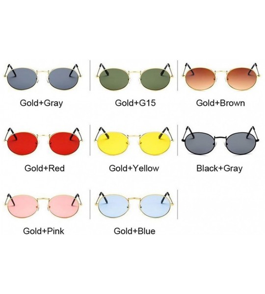 Goggle Retro Oval Sunglasses Women Luxury Vintage Small Black Red Yellow Shades Sun Glasses Oculos UV400 - Goldred - CN197A2Q...