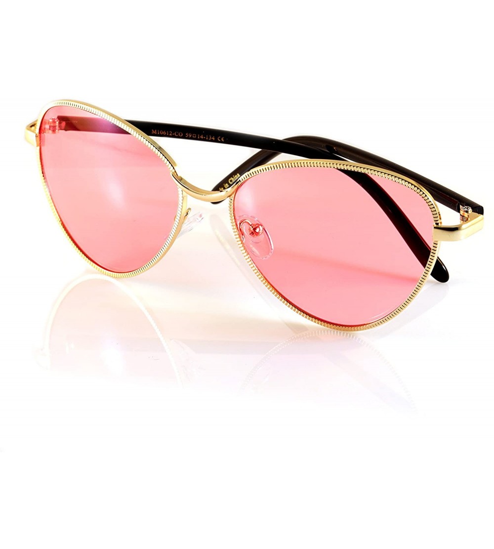 Cat Eye Twist Metal Color Tinted Smoke Lens Triangular Cat-eye Sunglasses A139 - Gold/ Pink Tinted - CO18C9NLXED $23.67