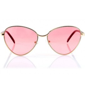 Cat Eye Twist Metal Color Tinted Smoke Lens Triangular Cat-eye Sunglasses A139 - Gold/ Pink Tinted - CO18C9NLXED $23.67