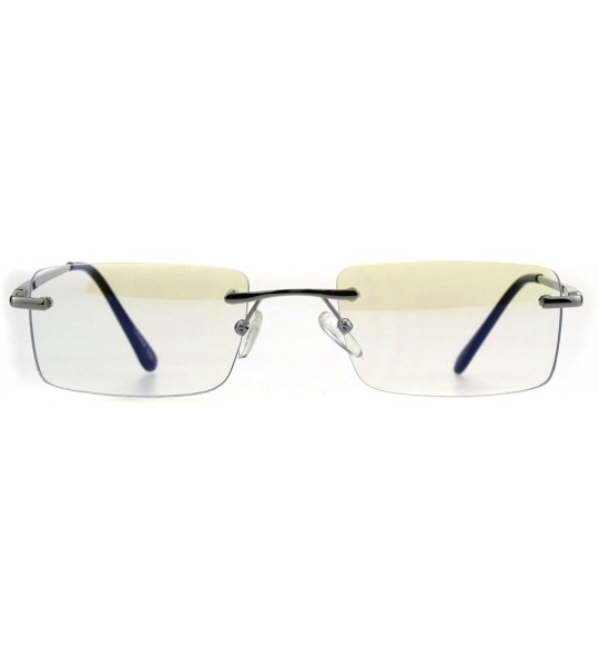 Rectangular Mens Rimless Rectangular Minimal Metal Rim Fashion Sunglasses - Silver Clear - CR18GZTI3CH $22.38