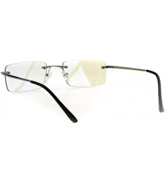 Rectangular Mens Rimless Rectangular Minimal Metal Rim Fashion Sunglasses - Silver Clear - CR18GZTI3CH $22.38