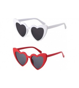 Cat Eye Vintage Sunglasses Glasses Plastic Mirrored - H 2 Pack White+red - CM18N00MAQH $23.58