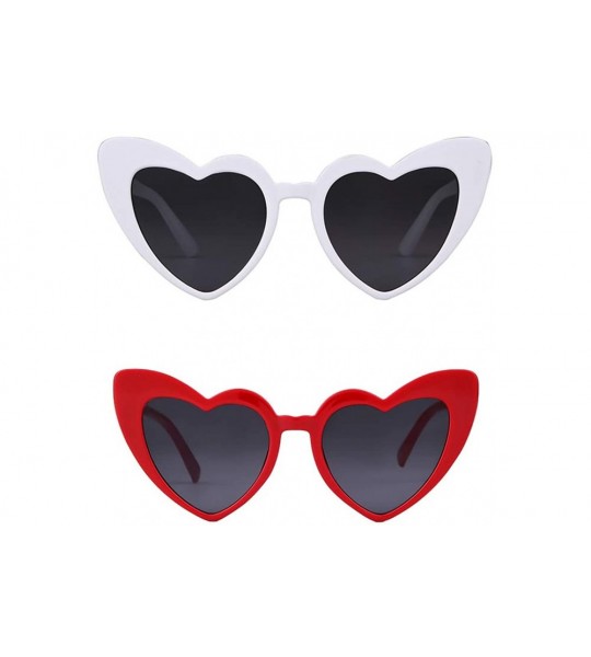 Cat Eye Vintage Sunglasses Glasses Plastic Mirrored - H 2 Pack White+red - CM18N00MAQH $23.58