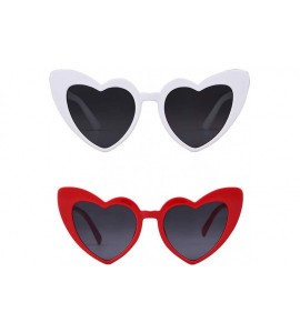 Cat Eye Vintage Sunglasses Glasses Plastic Mirrored - H 2 Pack White+red - CM18N00MAQH $23.58