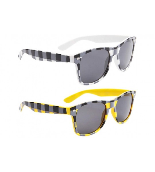 Wayfarer 2 Pair HQL Party Plaid Fancies by Sojayo - 1 White & 1 Yellow (2 Pack) - CF18DO9QTS6 $24.17