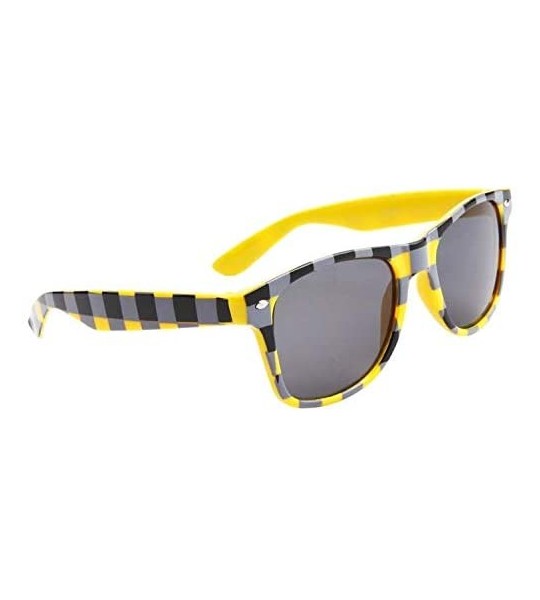 Wayfarer 2 Pair HQL Party Plaid Fancies by Sojayo - 1 White & 1 Yellow (2 Pack) - CF18DO9QTS6 $24.17