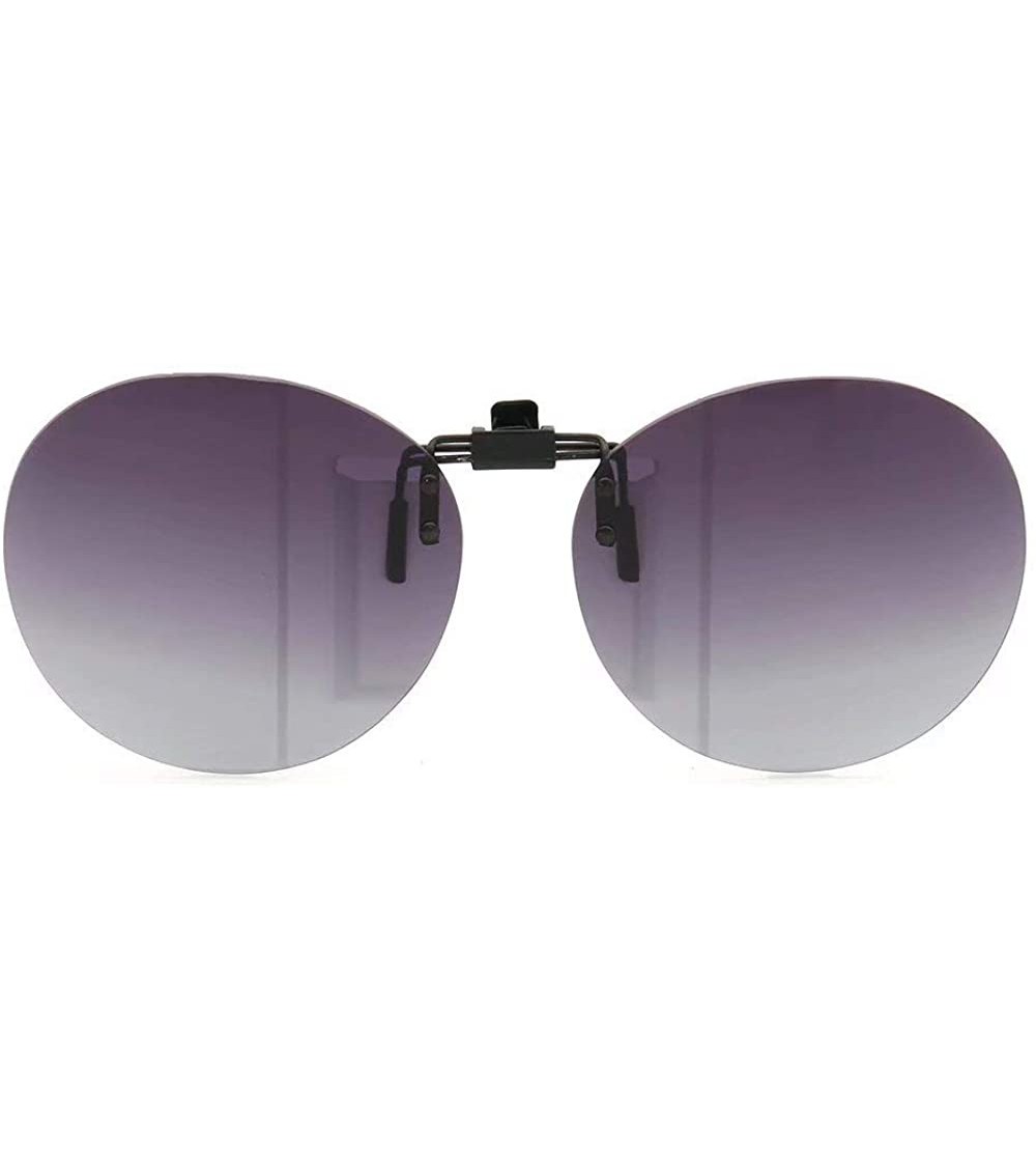 Round Round Oval Clip On Flip Up Sunglass Lenses Mens Womens Polarized Sunglasses - Violet - CI18X098MMU $17.39