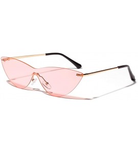 Cat Eye One Pieces Sunglasses Women Rimless Cat Eye Triangle Retro Sun Glasses Ladies - Gold With Pink - C118LOQ30I8 $21.68