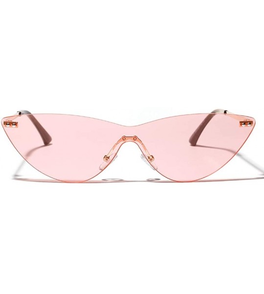 Cat Eye One Pieces Sunglasses Women Rimless Cat Eye Triangle Retro Sun Glasses Ladies - Gold With Pink - C118LOQ30I8 $21.68