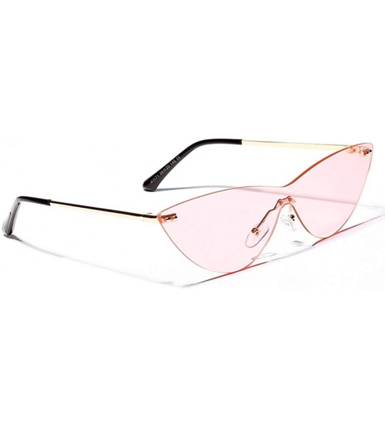 Cat Eye One Pieces Sunglasses Women Rimless Cat Eye Triangle Retro Sun Glasses Ladies - Gold With Pink - C118LOQ30I8 $21.68