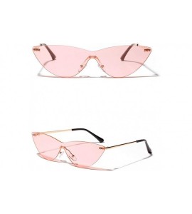 Cat Eye One Pieces Sunglasses Women Rimless Cat Eye Triangle Retro Sun Glasses Ladies - Gold With Pink - C118LOQ30I8 $21.68