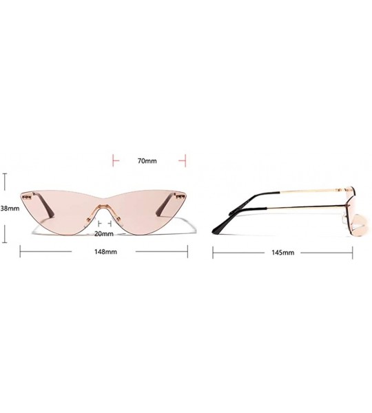 Cat Eye One Pieces Sunglasses Women Rimless Cat Eye Triangle Retro Sun Glasses Ladies - Gold With Pink - C118LOQ30I8 $21.68