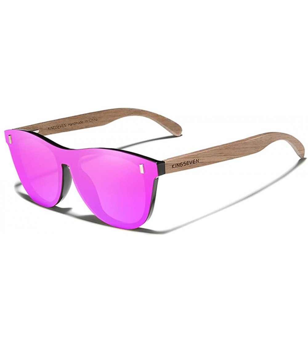 Oval Black Walnut Sunglasses Wood Polarized Sunglasses Men Protection Eyewear Wooden - Purple Walnut Wood - CY194OEA7Q8 $59.50