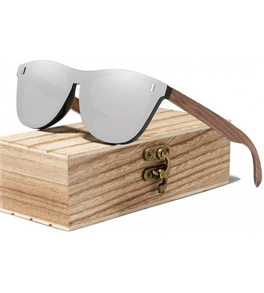 Oval Black Walnut Sunglasses Wood Polarized Sunglasses Men Protection Eyewear Wooden - Purple Walnut Wood - CY194OEA7Q8 $59.50