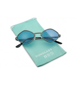 Round Full Metal Geometric Diamond Shaped Candy Color Tint Flat Lens Designer Inspired Sun Glasses - CD18DY8U3KL $20.71