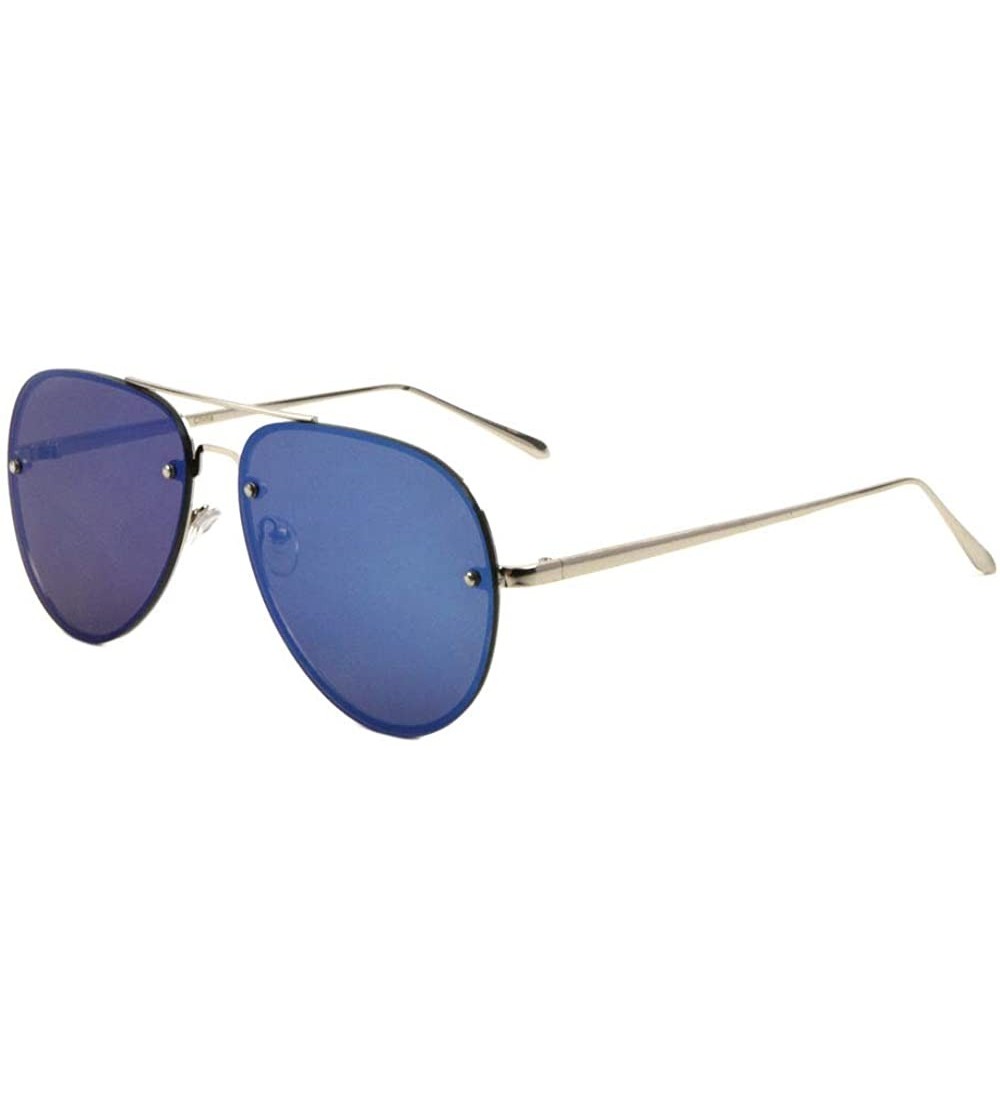 Rimless Rimless Color Mirror Lens Classic Frame Aviator Sunglasses - Blue - CL190ISTKW7 $27.84