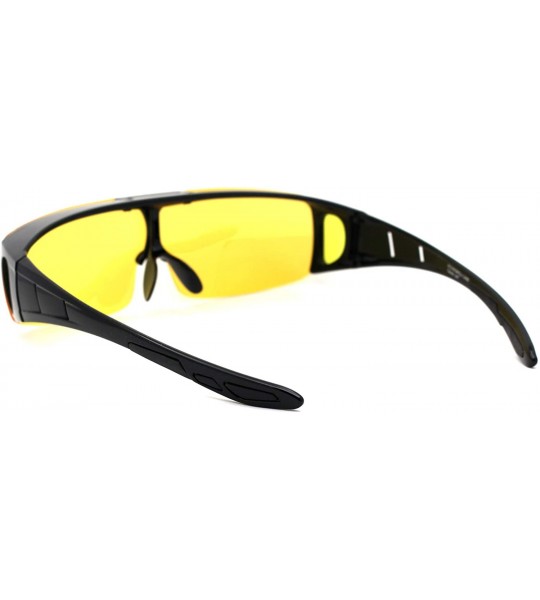 Oversized Polarized Mens Flip Up Shield Night Driving Lens Fit Over Sunglasses - Shiny Black Yellow - CL193YLT2ES $26.60