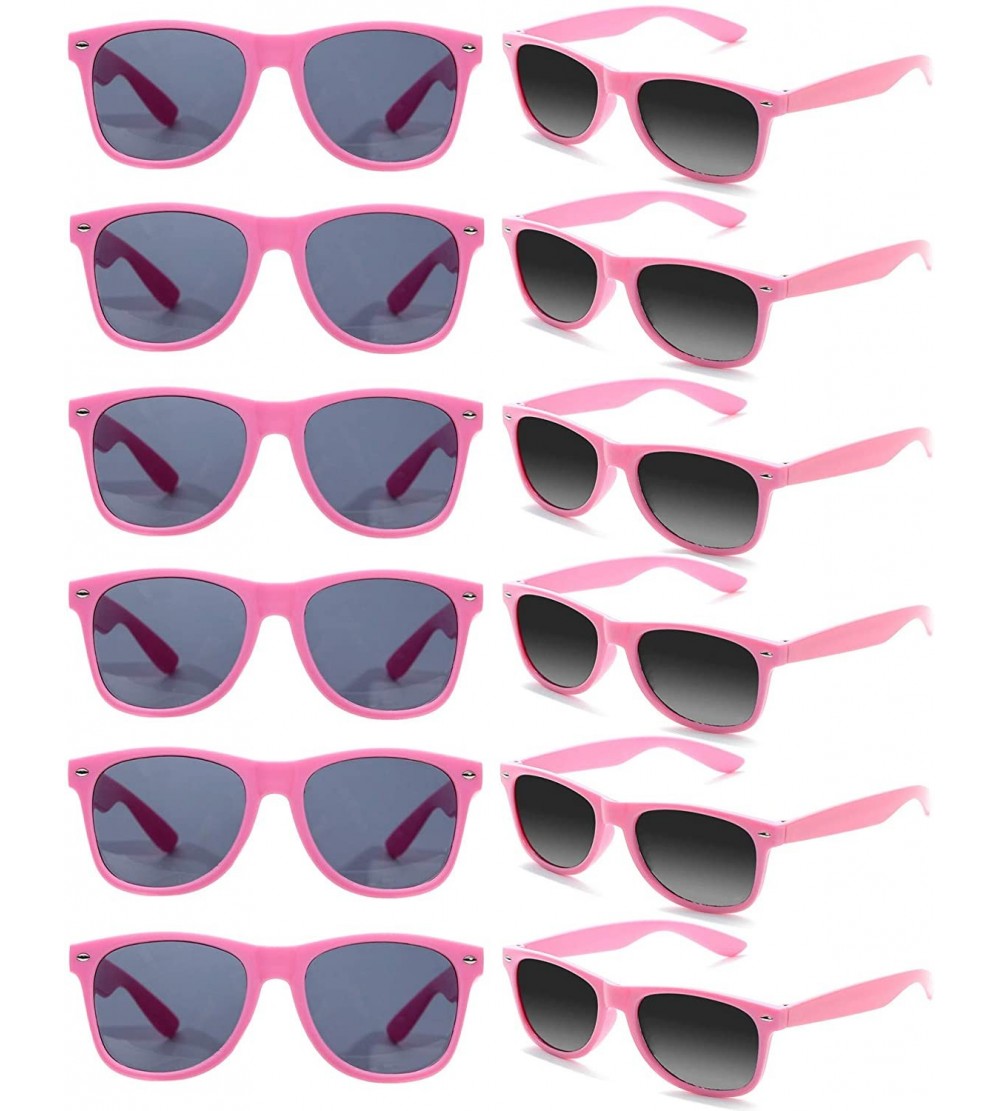 Square 12 Pack Vintage 80's Retro Unisex Neon Sunglasses Party Favors for Kids and Adults - Pink - CV198DQ4LQR $30.35