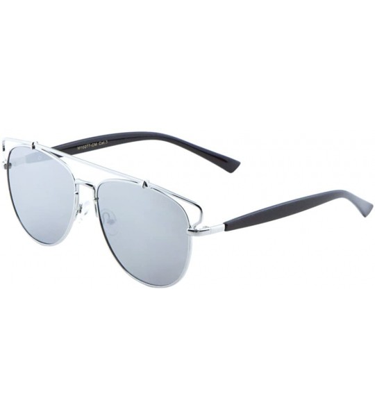 Square Mod Flat Top Aviator Sunglasses Mirrored Flat Lens Mens Womens Fashion - Silver-silver - C1184DICHNK $18.53