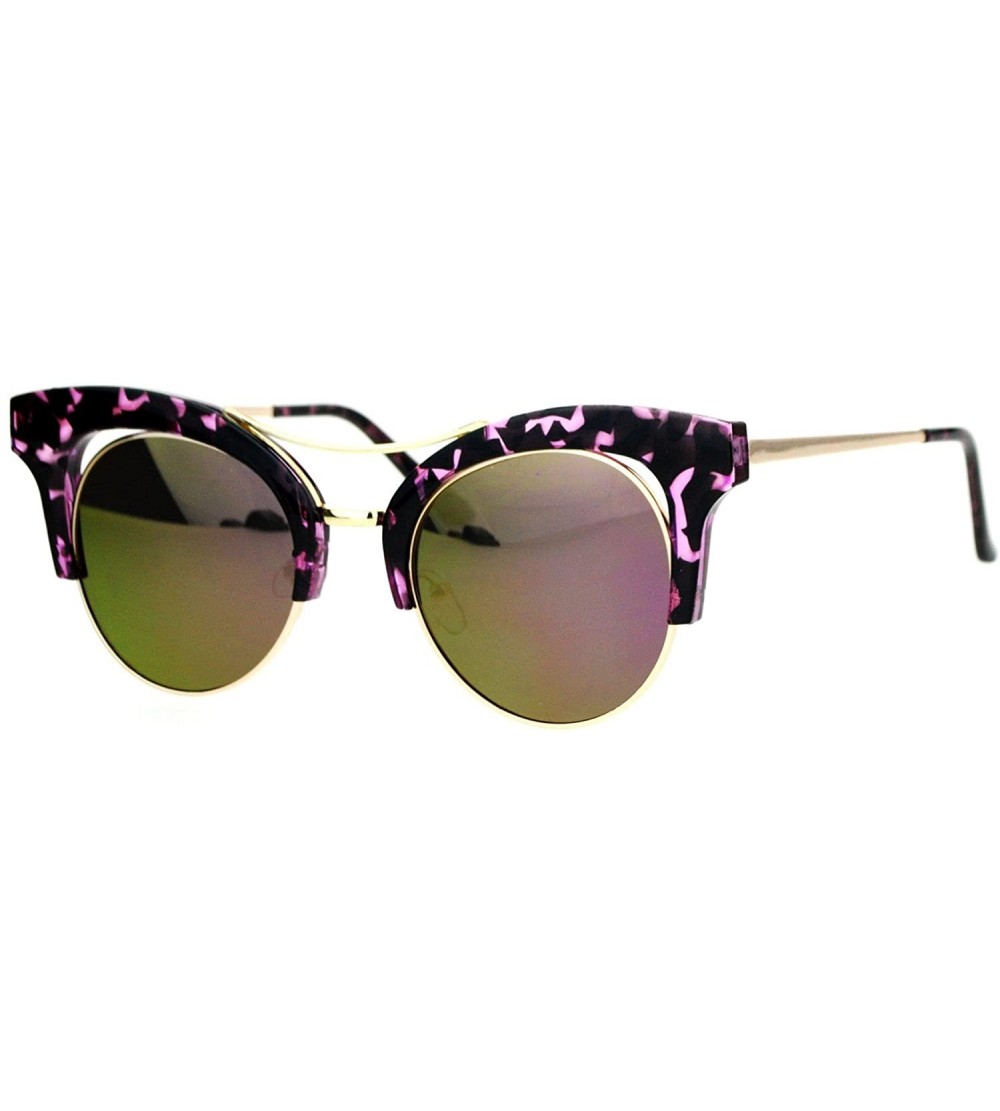 Butterfly Womens Cateye Butterfly Fashion Sunglasses Trending Flat Frame Mirror Lens - Purple Tort (Purple Mirror) - CE188TRN...