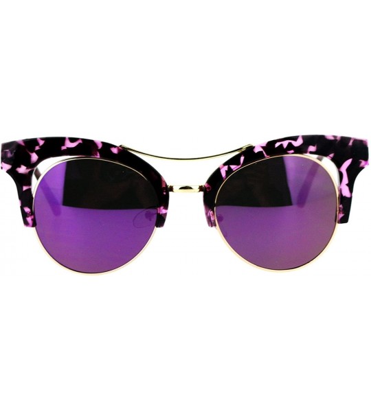 Butterfly Womens Cateye Butterfly Fashion Sunglasses Trending Flat Frame Mirror Lens - Purple Tort (Purple Mirror) - CE188TRN...