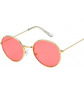 Round Vintage Round Sunglasses Women Brand Designer Retro Luxury Sun Glasses Small Mirror Ladies Oculos - Gold Yellow - CW197...