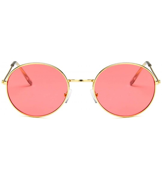 Round Vintage Round Sunglasses Women Brand Designer Retro Luxury Sun Glasses Small Mirror Ladies Oculos - Gold Yellow - CW197...