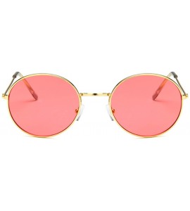 Round Vintage Round Sunglasses Women Brand Designer Retro Luxury Sun Glasses Small Mirror Ladies Oculos - Gold Yellow - CW197...