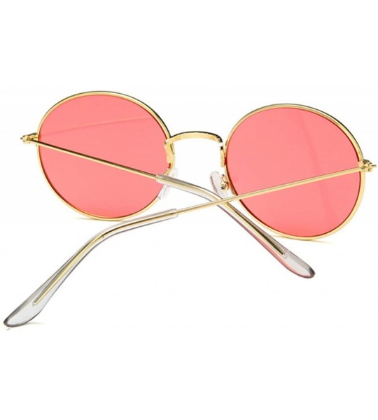 Round Vintage Round Sunglasses Women Brand Designer Retro Luxury Sun Glasses Small Mirror Ladies Oculos - Gold Yellow - CW197...