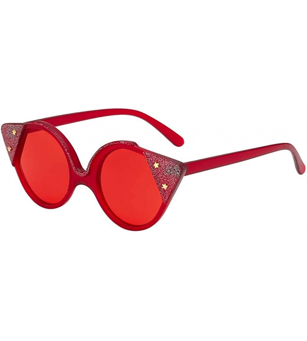 Oval Sunglasses Retro Goggles Square Eyeglasses Glasses Eyewear - Red - CD18QRLSRL0 $17.35