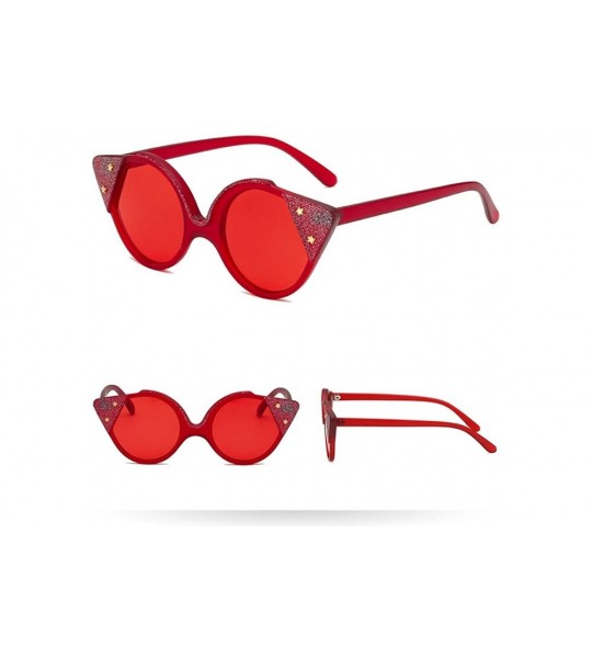 Oval Sunglasses Retro Goggles Square Eyeglasses Glasses Eyewear - Red - CD18QRLSRL0 $17.35