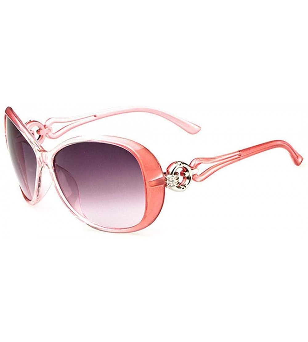 Oval Women Fashion Oval Shape UV400 Framed Sunglasses Sunglasses - Pink - CY195Q4NSY7 $30.94