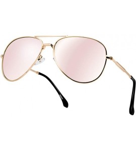 Aviator Polarized Aviator Sunglasses Classic Metal Military Style for Women and Men (Model 9110-C) - Bobbi Pink - C218EHX8Q60...