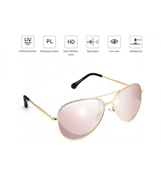 Aviator Polarized Aviator Sunglasses Classic Metal Military Style for Women and Men (Model 9110-C) - Bobbi Pink - C218EHX8Q60...