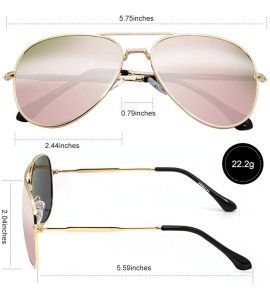 Aviator Polarized Aviator Sunglasses Classic Metal Military Style for Women and Men (Model 9110-C) - Bobbi Pink - C218EHX8Q60...