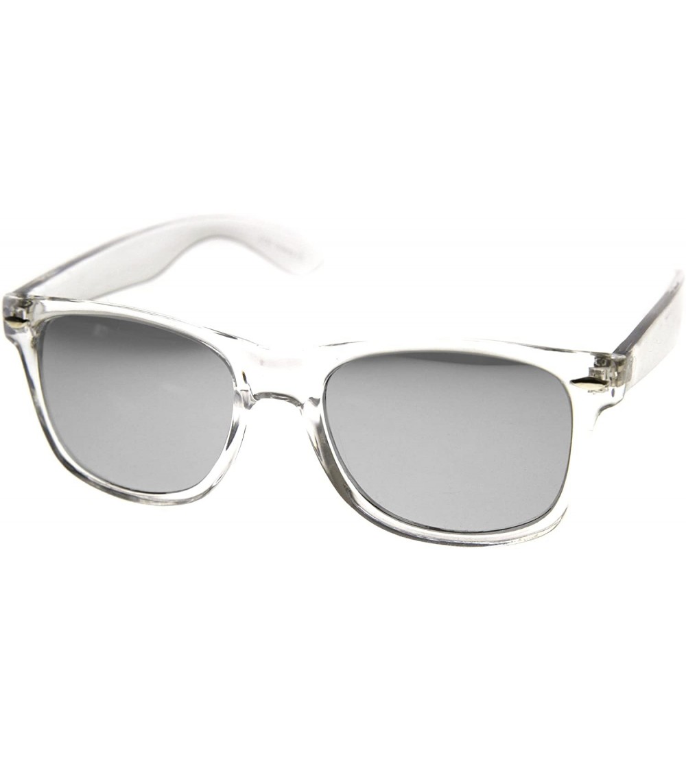 Wayfarer Classic Retro Fashion Horn Rimmed Style Sunglasses w/Fully Mirrored Lens (Clear) - CX11S6BOASJ $18.10