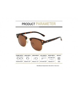 Round Semi-Rimless Sunglasses for Women Men - Horn Rimmed Half Frame Sunglasses Polarized - 2 Pack (Black+tortoise) - CK18XCX...