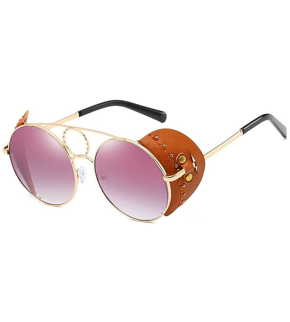 Round 2020 Fashion punk Sunglasses Brand Design Round Shades Women Vintage Mens Goggle UV400 - Purple - C7192AZG9D9 $25.26