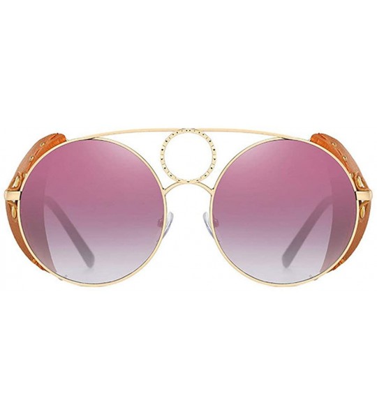 Round 2020 Fashion punk Sunglasses Brand Design Round Shades Women Vintage Mens Goggle UV400 - Purple - C7192AZG9D9 $25.26