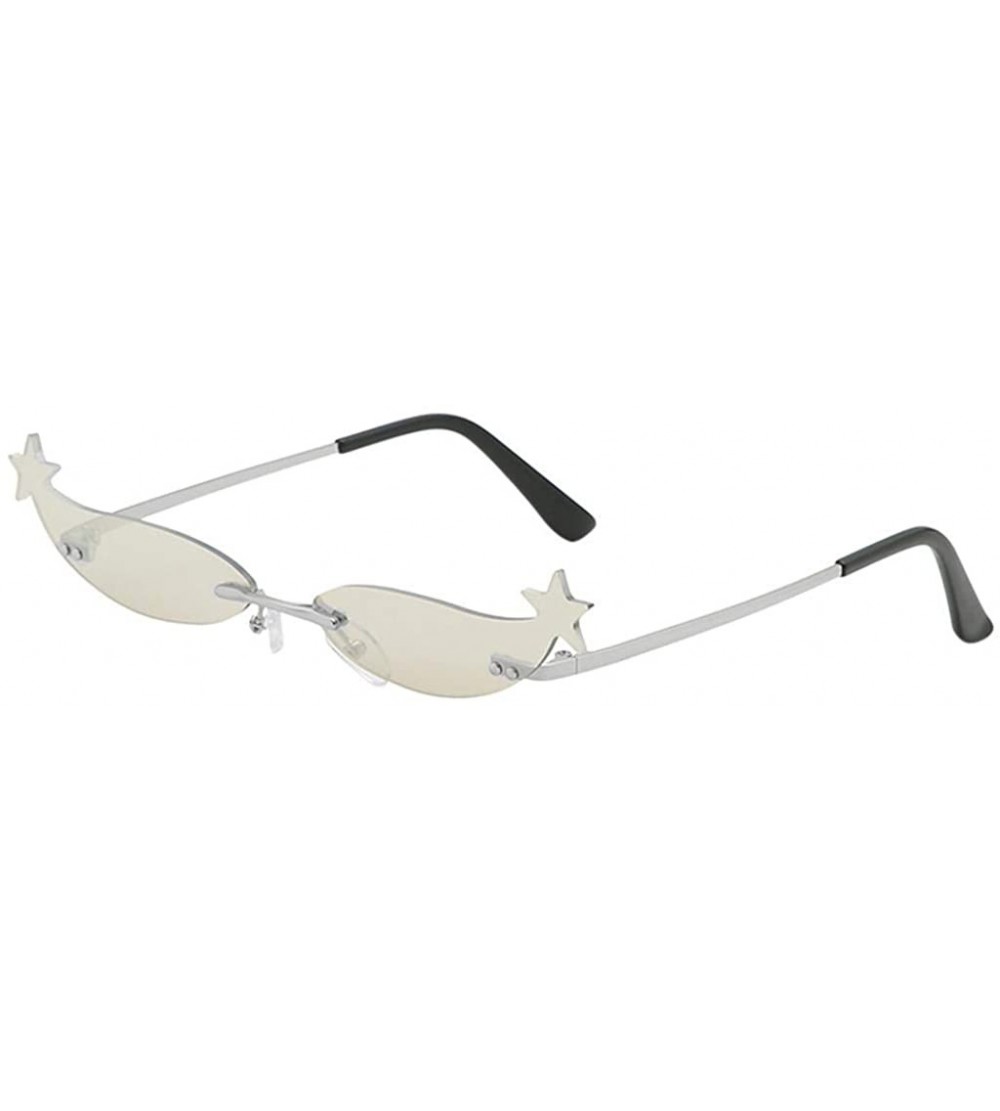 Round UV Protection Sunglasses for Women Men Rimless frame Cat-Eye Shaped Acrylic Lens Plastic Frame Sunglass - C - CN1902Z3Q...