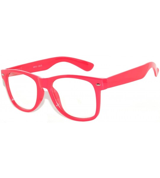 Wayfarer 80's Style Classic Vintage Sunglasses Colored Frame Uv Protection for Mens or Womens - 1 Clear Lens Hot Pink - C611N...