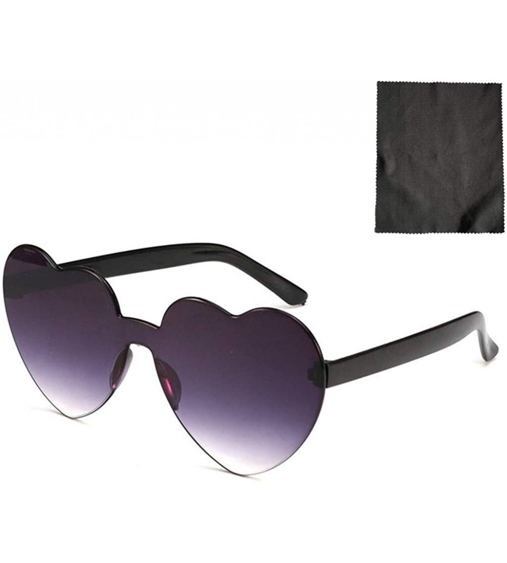 Rimless Women Heart Shaped Sunglasses Rimless Transparent Candy Color Frameless Glasses - C71908ONSDZ $14.83