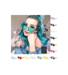 Rimless Women Heart Shaped Sunglasses Rimless Transparent Candy Color Frameless Glasses - C71908ONSDZ $14.83