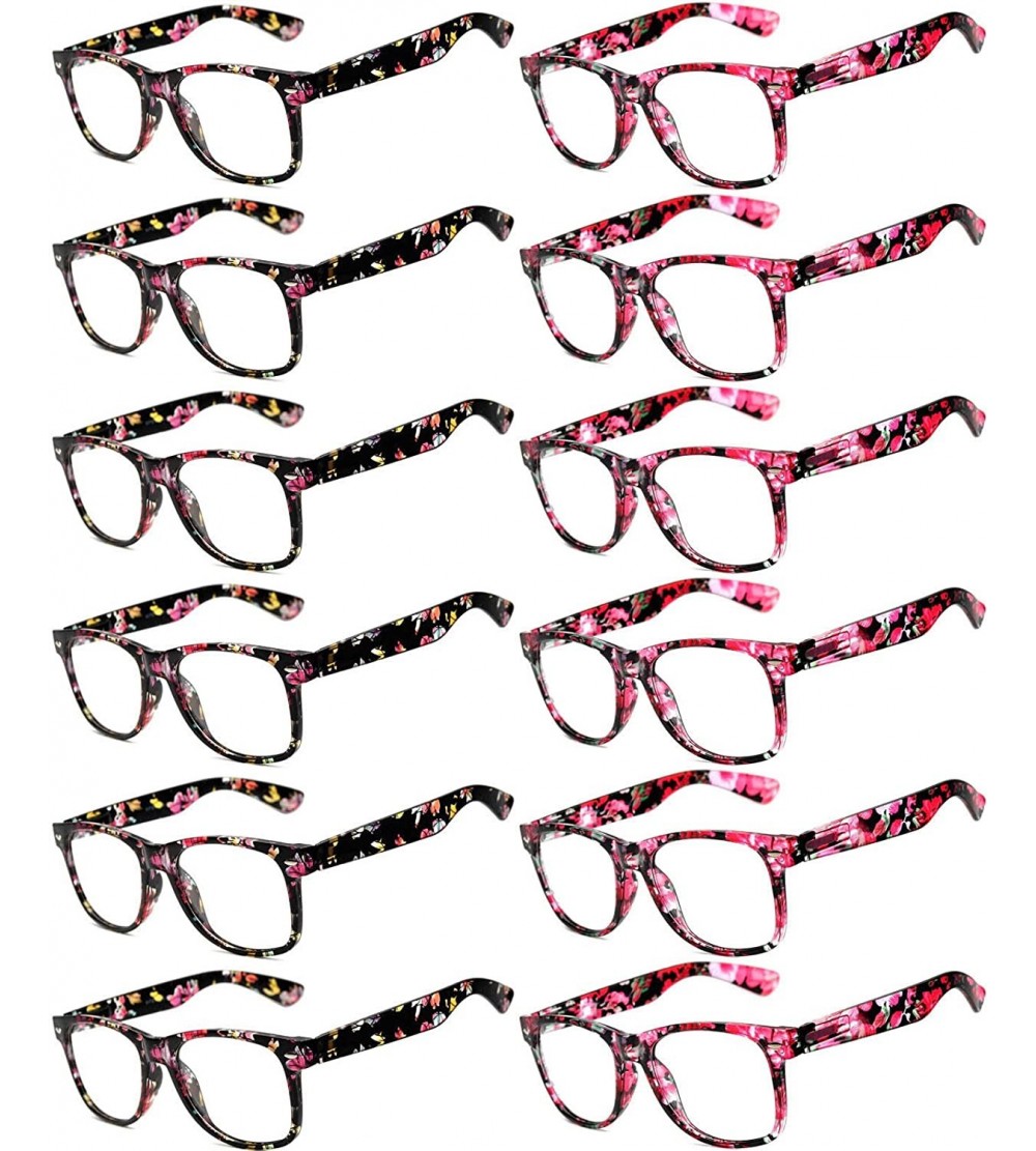 Sport Women's Men's Sunglasses Retro Clear Lens - Retro_nerd_12_p_floral_rd_bk - CU1874SXNXR $48.89