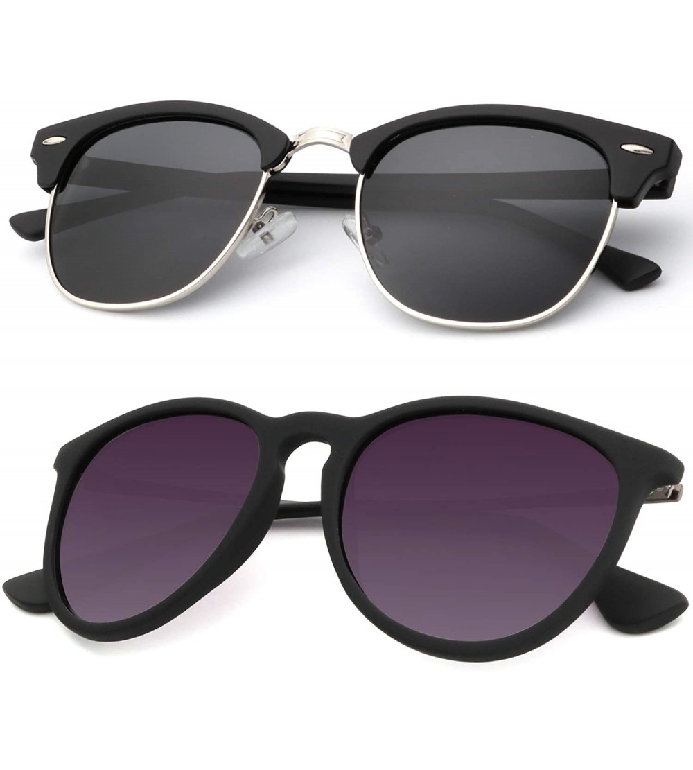 Wayfarer Polarized Sunglasses for Men and Women Semi-Rimless Frame Driving Sun glasses 100% UV Blocking - CO18AWL6QZU $39.96