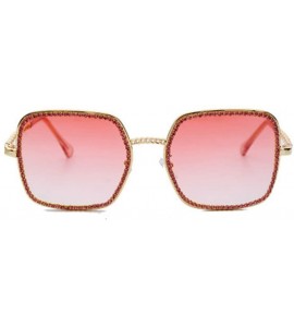 Square Square Large Frame Chain Diamond Sunglasses Unique Fashion Rhinestone Glasses - 5 - C9190HD95S4 $61.78