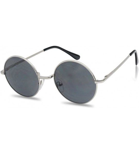 Round John Black 60'S Hippie Sunglasses Smoke Hippy Glasses - CK114N8L4VL $20.24